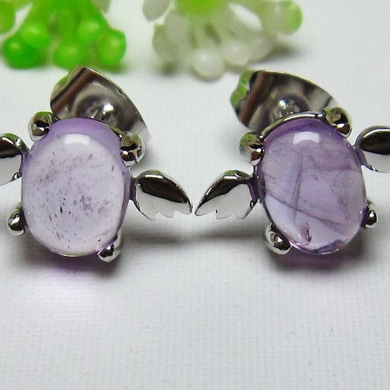 アメジスト天使ピアス[T158-5393]