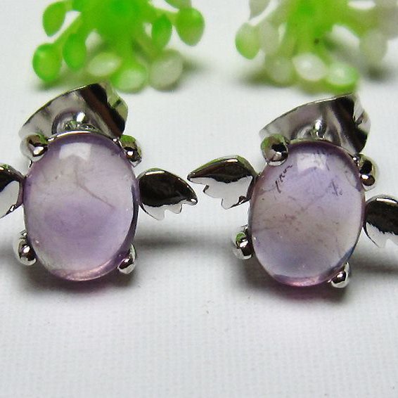 アメジスト天使ピアス[T158-5421]