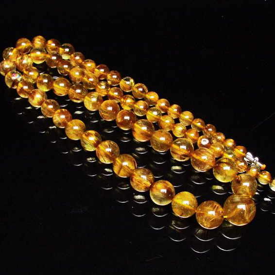 ゴールドタイチンルチル ネックレス 6mm [T162-357]