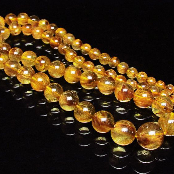 ゴールドタイチンルチル ネックレス 6mm [T162-363]