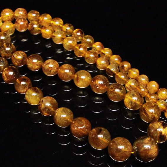 ゴールドタイチンルチル ネックレス 7mm [T162-393]