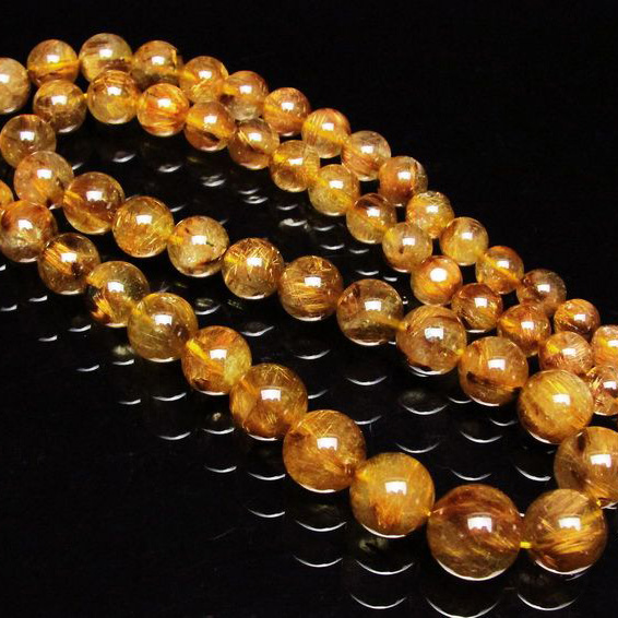 ゴールドタイチンルチル ネックレス 7mm [T162-396]