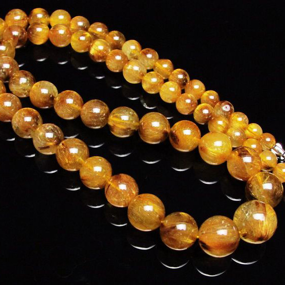 ゴールドタイチンルチル ネックレス 6mm [T162-406]