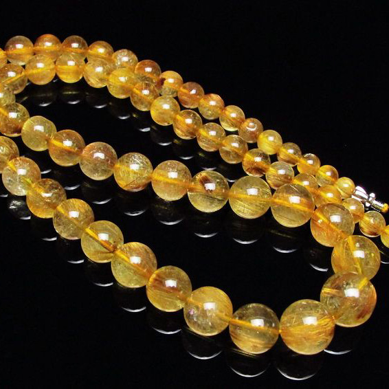 ゴールドタイチンルチル ネックレス 6mm [T162-407]