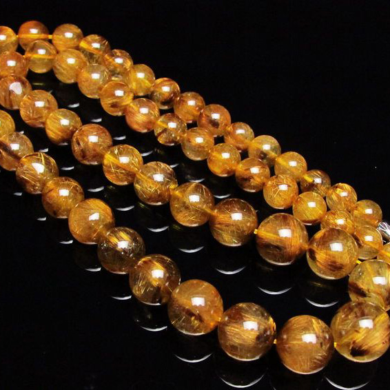 ゴールドタイチンルチル ネックレス 7mm [T162-411]