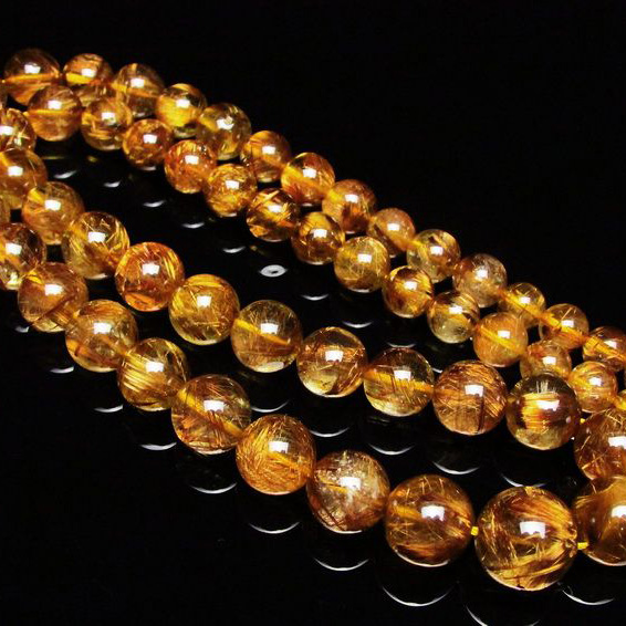 ゴールドタイチンルチル ネックレス 6mm [T162-417]