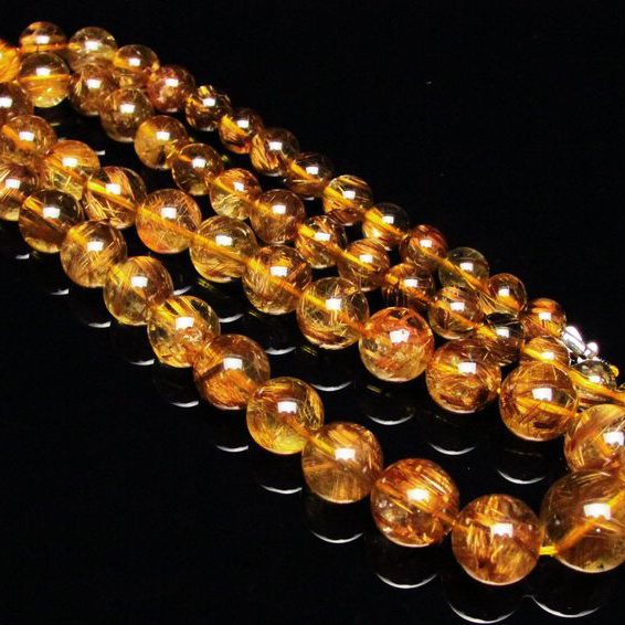 ゴールドタイチンルチル ネックレス 7mm [T162-419]