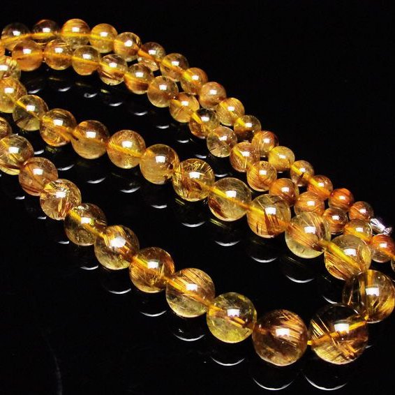 ゴールドタイチンルチル ネックレス 13mm [t162-434]