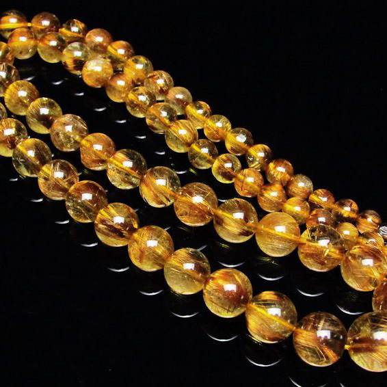 ゴールドタイチンルチル ネックレス 6mm [T162-437]