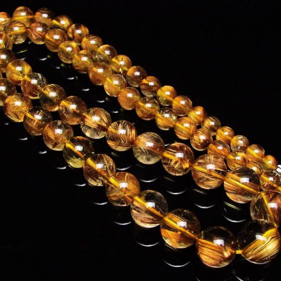 ゴールドタイチンルチル ネックレス 12mm [T162-444]