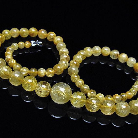 ゴールドタイチンルチル　ブレスレット　ネックレス可 ゴールドタイチンルチル ネックレス 12mm [t162-725]