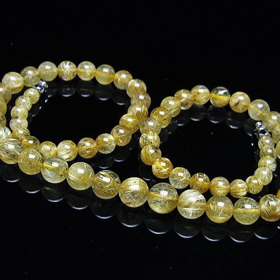 ゴールドタイチンルチル ネックレス 8mm [T162-744]