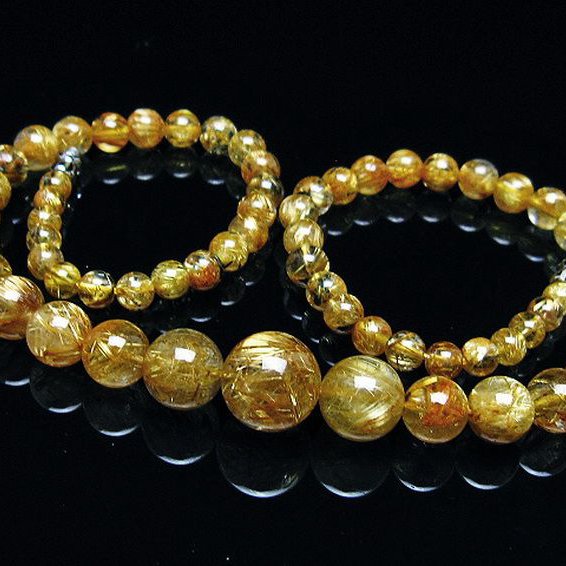 ゴールドタイチンルチル ネックレス 13mm [T162-754]