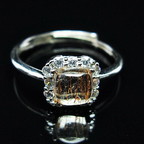 ファイナルグレード金針ルチル水晶 指輪 (15号)[T164-6759]