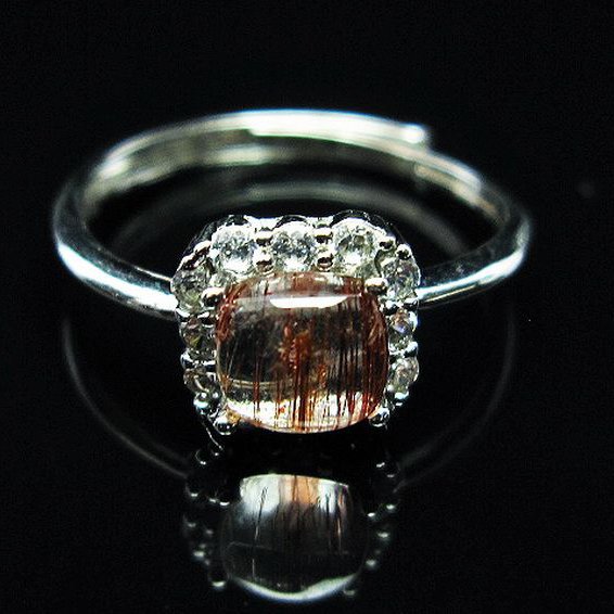 ファイナルグレード金針ルチル水晶 指輪 (16号)[T164-6805]