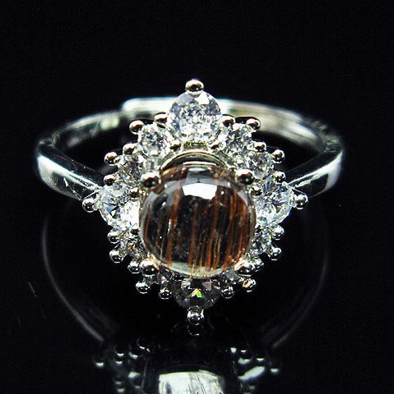 ファイナルグレード金針ルチル水晶 指輪 (21号)[T164-6870]