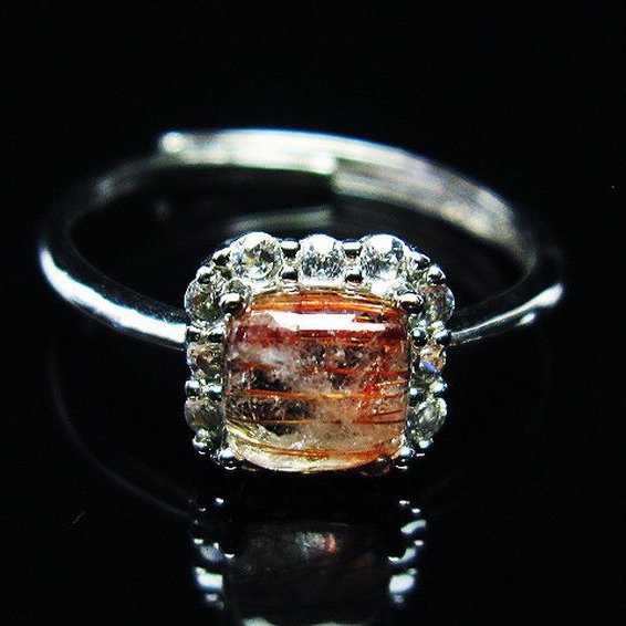 ファイナルグレード金針ルチル水晶 指輪 (16号)[T164-7023]