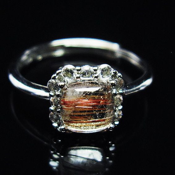 ファイナルグレード金針ルチル水晶 指輪 (15号)[T164-7038]