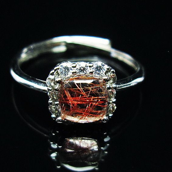 ファイナルグレード金針ルチル水晶 指輪 (16号)[T164-7079]