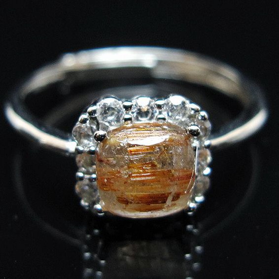 ファイナルグレード金針ルチル水晶 指輪 (15号)[T164-7450]