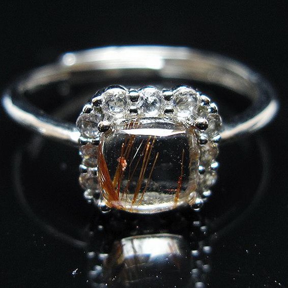 ファイナルグレード金針ルチル水晶 指輪 (15号)[T164-7461]