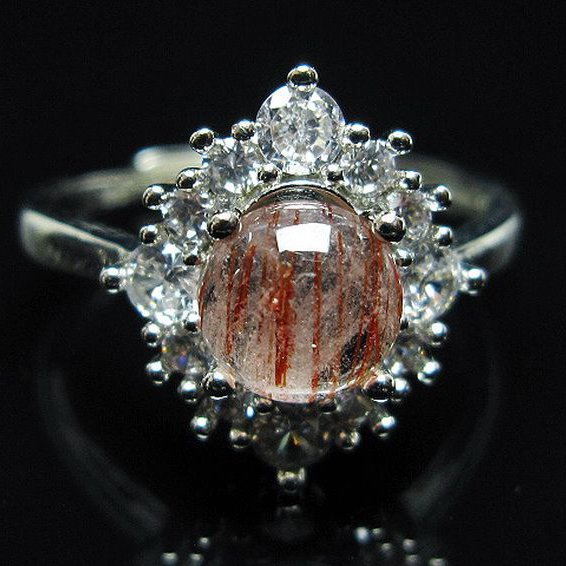 ファイナルグレード金針ルチル水晶 指輪 (19号)[T164-7484]