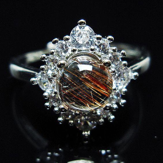 ファイナルグレード金針ルチル水晶 指輪 (20号)[T164-7507]