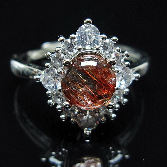 ファイナルグレード金針ルチル水晶 指輪 (18号)[T164-7521]