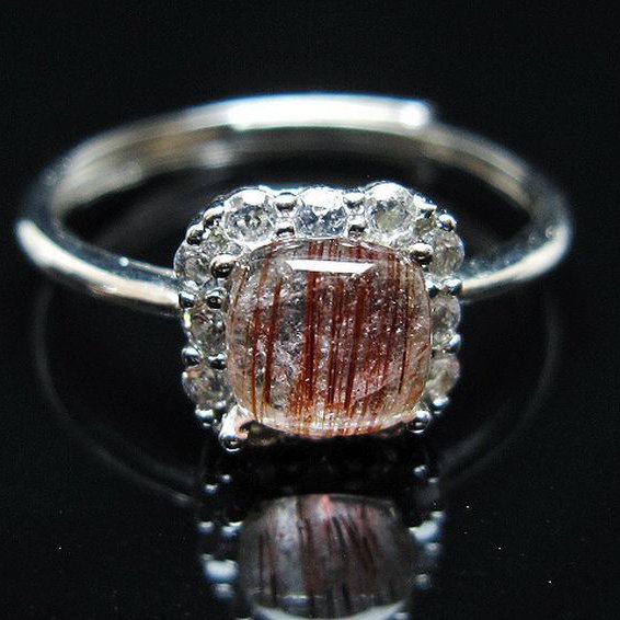 ファイナルグレード金針ルチル水晶 指輪 (15号)[T164-7539]