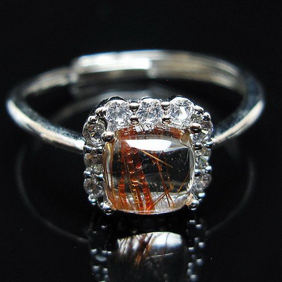 ファイナルグレード金針ルチル水晶 指輪 (16号)[T164-7546]