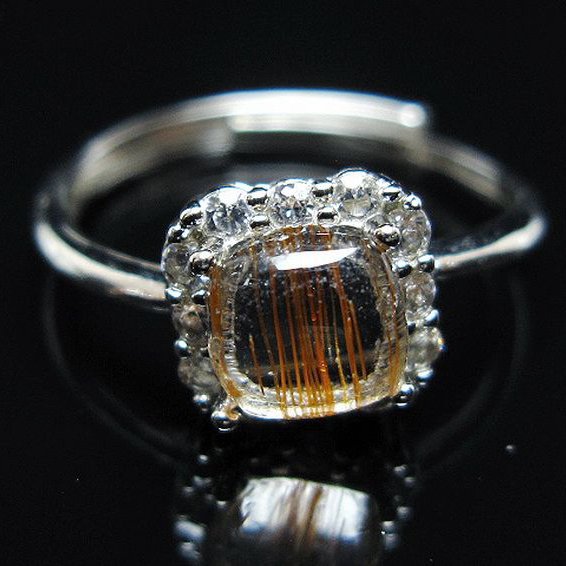 ファイナルグレード金針ルチル水晶 指輪 (14号)[T164-7550]