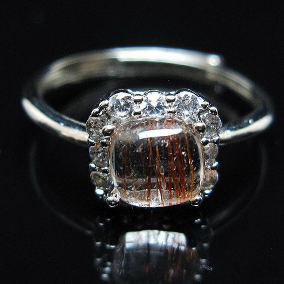 ファイナルグレード金針ルチル水晶 指輪 (14号)[T164-7554]