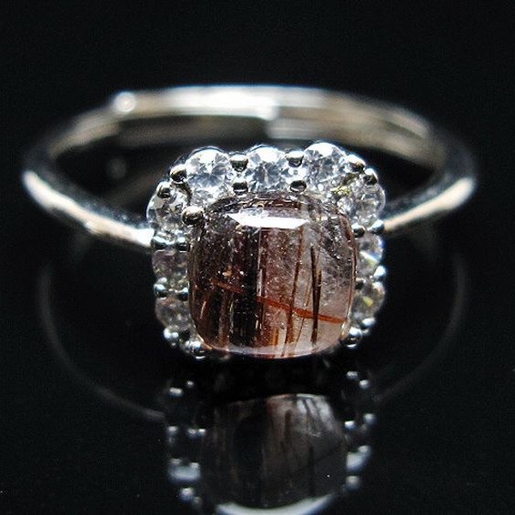 ファイナルグレード金針ルチル水晶 指輪 (15号)[T164-7556]