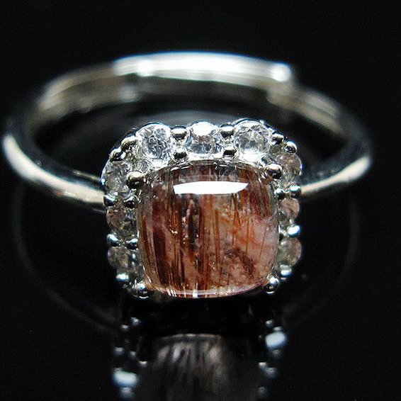 ファイナルグレード金針ルチル水晶 指輪 (14号)[T164-7558]