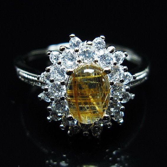 ファイナルグレード金針ルチル水晶 指輪 (17号)[t164-7603]