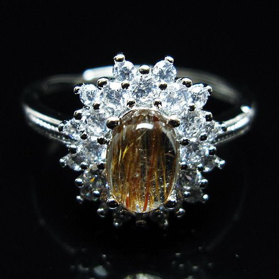 ファイナルグレード金針ルチル水晶 指輪 (18号)[T164-7606]