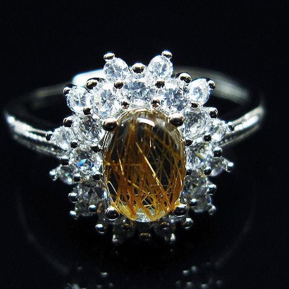 ファイナルグレード金針ルチル水晶 指輪 (18号)[T164-7629]