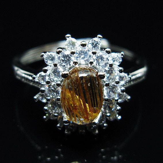 ファイナルグレード金針ルチル水晶 指輪 (18号)[T164-7634]