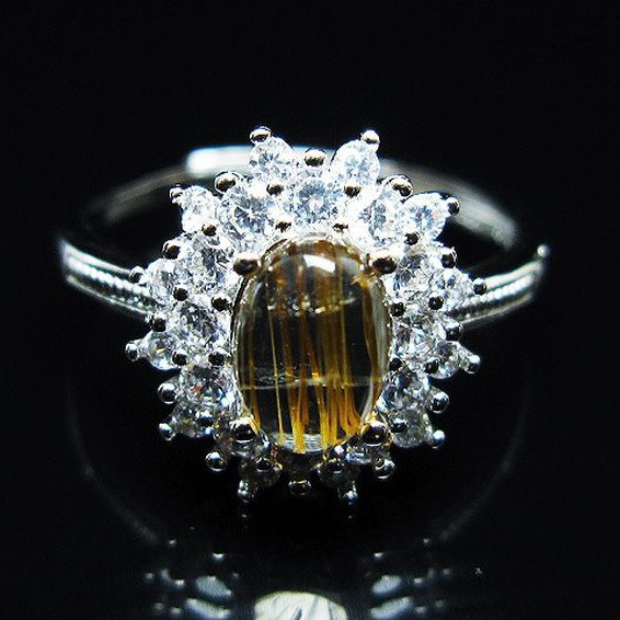 ファイナルグレード金針ルチル水晶 指輪 (18号)[T164-7649]