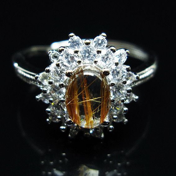 ファイナルグレード金針ルチル水晶 指輪 (17号)[T164-7654]