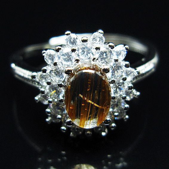 ファイナルグレード金針ルチル水晶 指輪 (17号)[t164-7658]