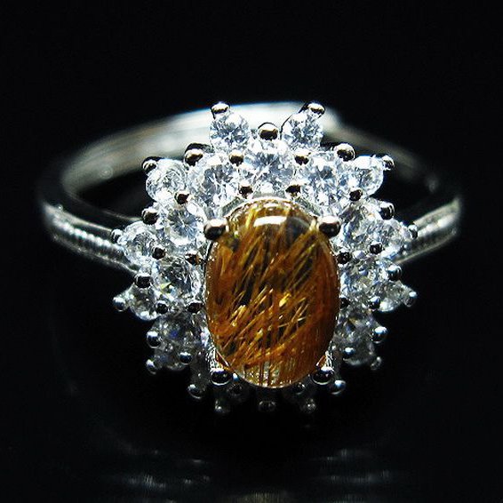 ファイナルグレード金針ルチル水晶 指輪 (17号)[T164-7674]