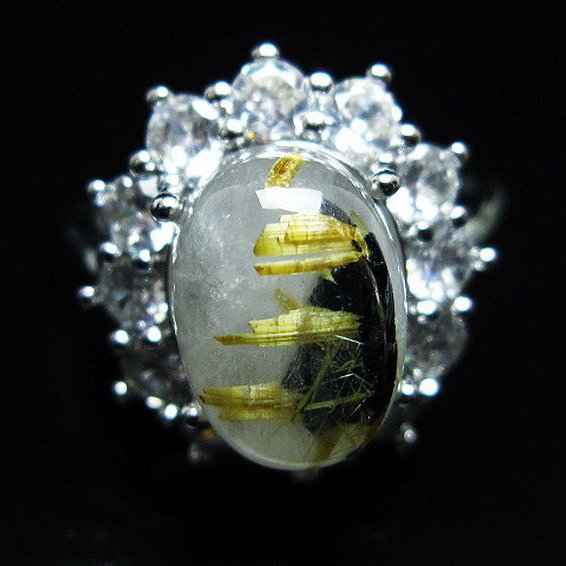 ゴールドタイチンルチル 指輪 (16号)[T164-7695]