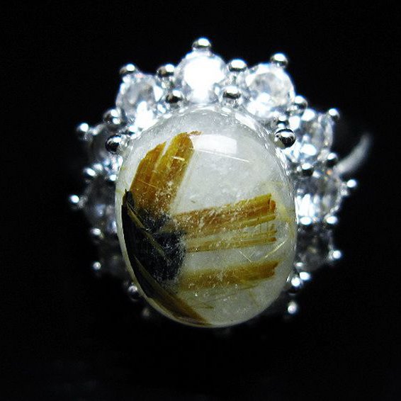 ゴールドタイチンルチル 指輪 (16号)[T164-7706]