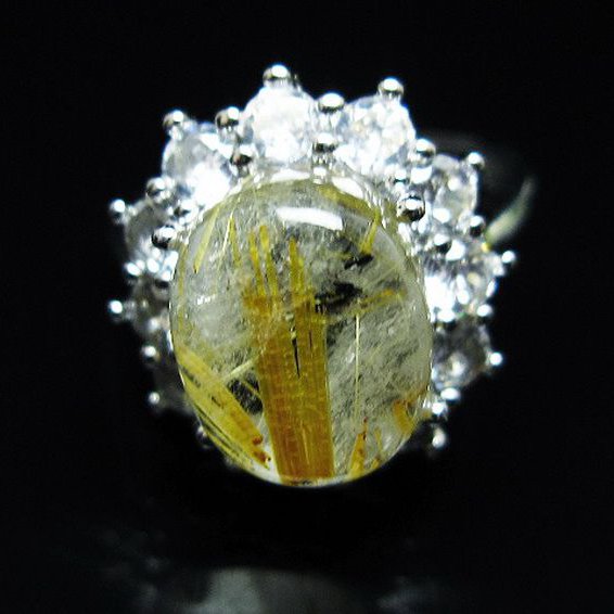 ゴールドタイチンルチル 指輪 (14号)[T164-7735]