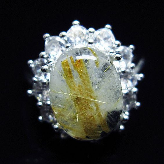 ゴールドタイチンルチル 指輪 (16号)[T164-7752]