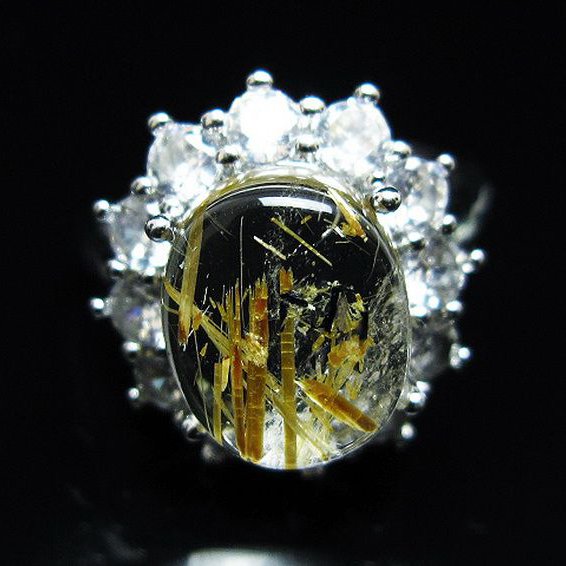 ゴールドタイチンルチル 指輪 (16号)[T164-7754]