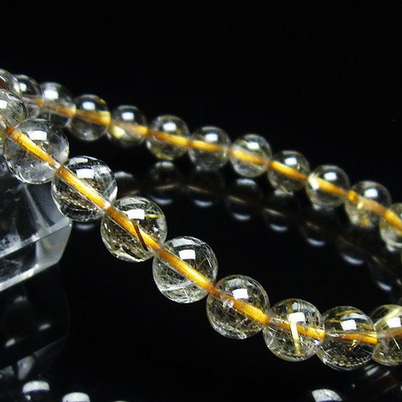 ゴールドタイチンルチル ブレスレット 7mm [T171-6502]