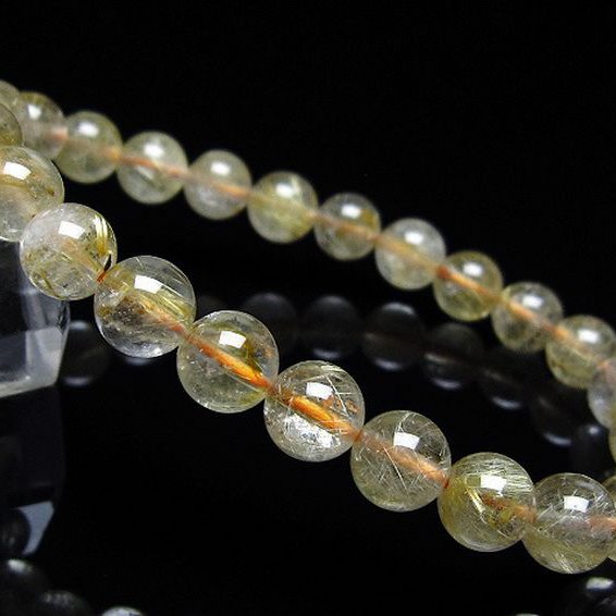 ゴールドタイチンルチル ブレスレット 7mm [t171-6707]