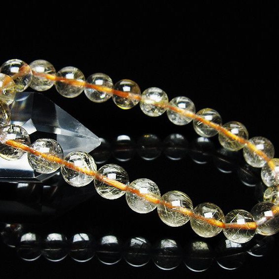 ゴールドタイチンルチル ブレスレット 8mm [t171-7257]